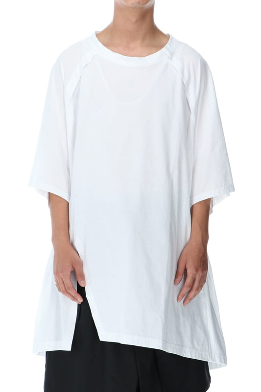 Front Raglan Slit Short Sleeve Tee White