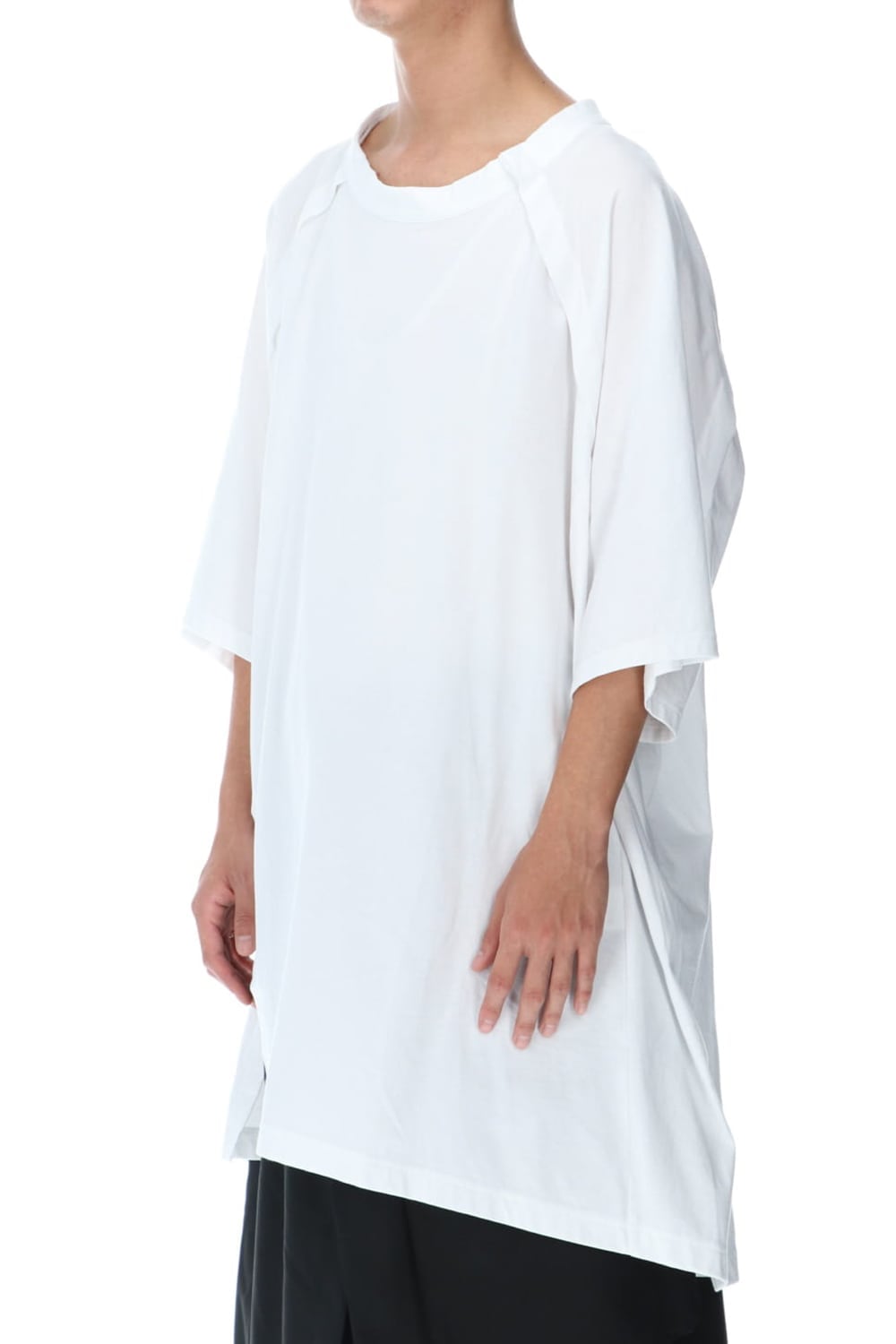 Front Raglan Slit Short Sleeve Tee White