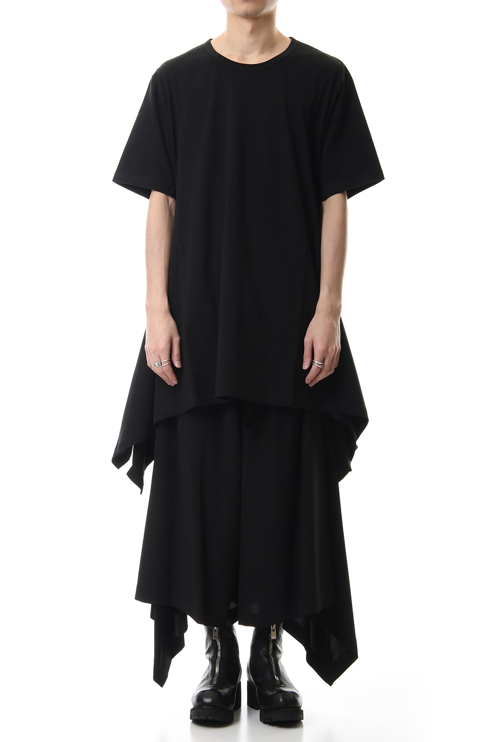 Side drape cut sew Black