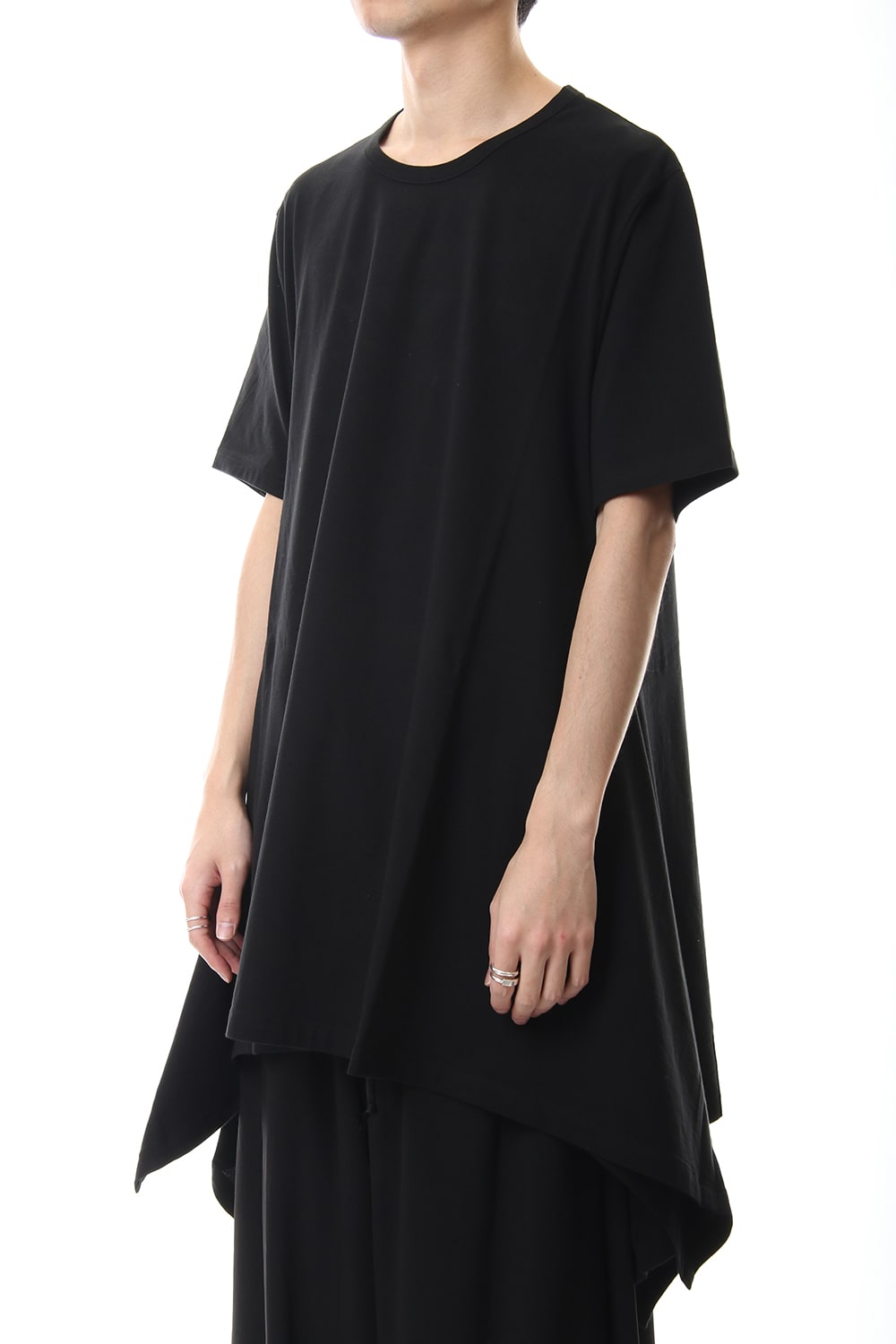 Side drape cut sew Black