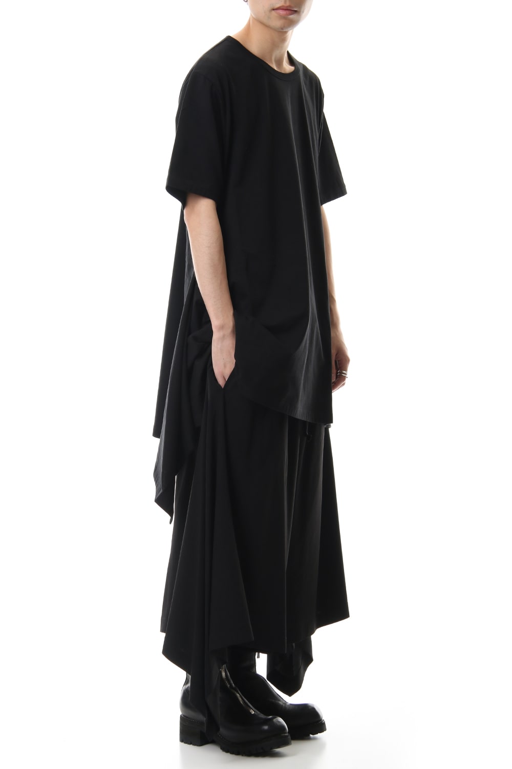 Side drape cut sew Black