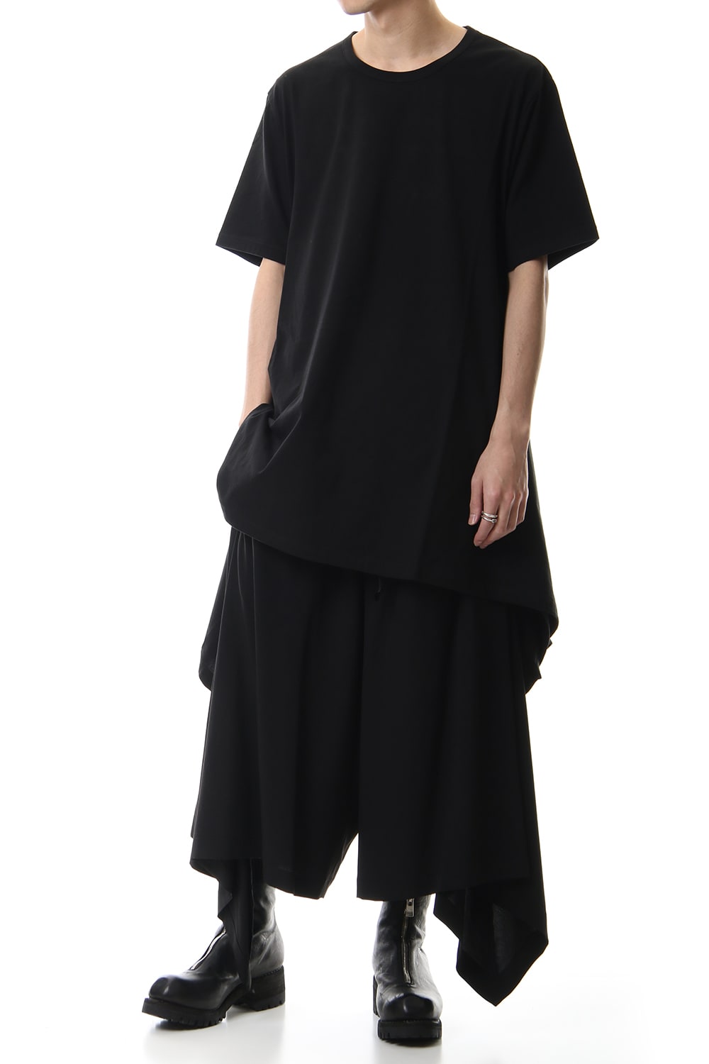 Side drape cut sew Black