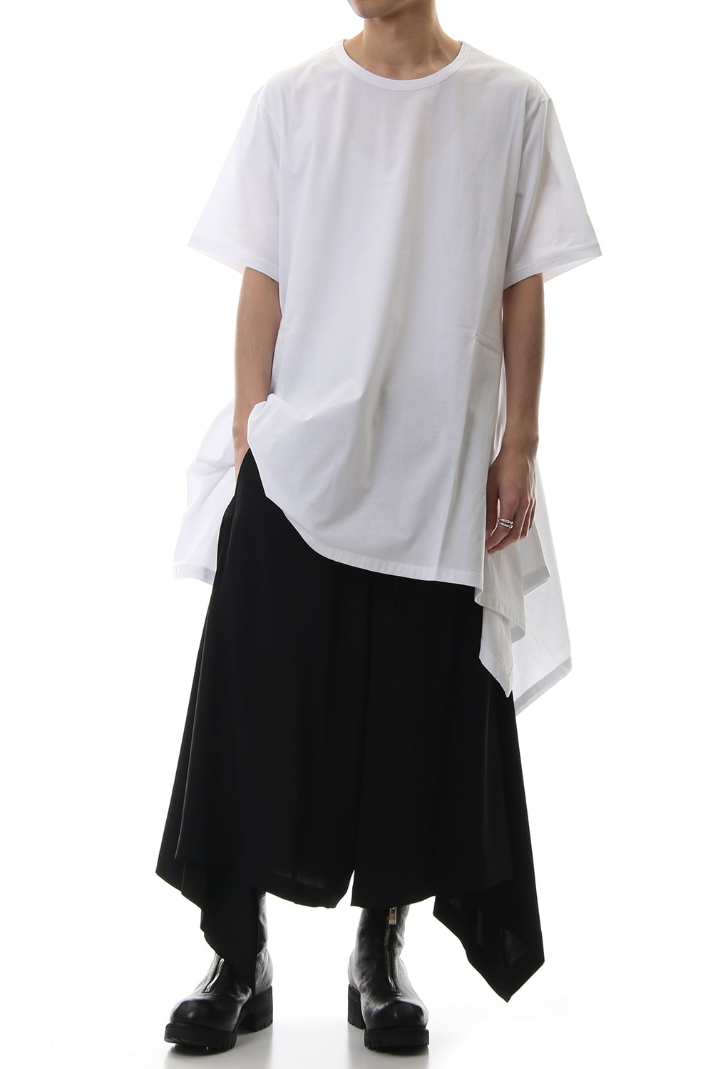 Side drape cut sew White