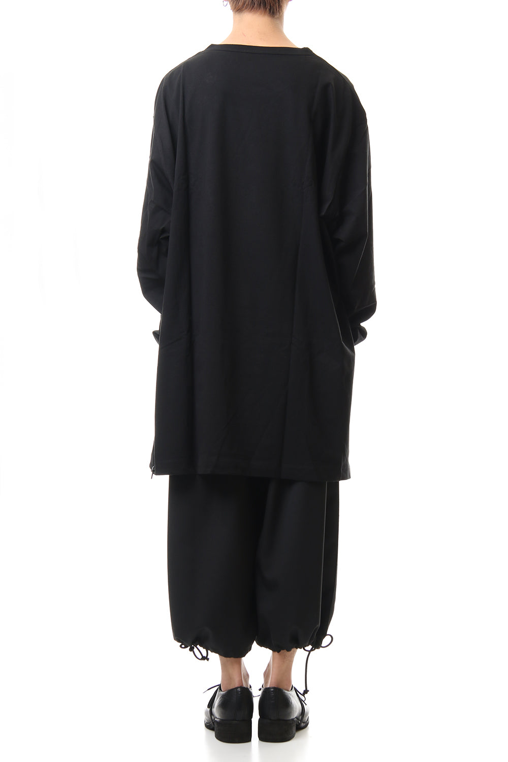 Diagonal zipper L/S cut sew Black