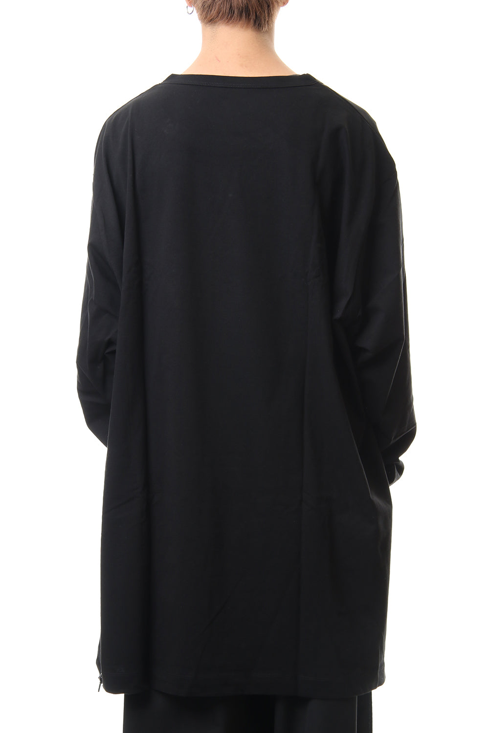 Diagonal zipper L/S cut sew Black