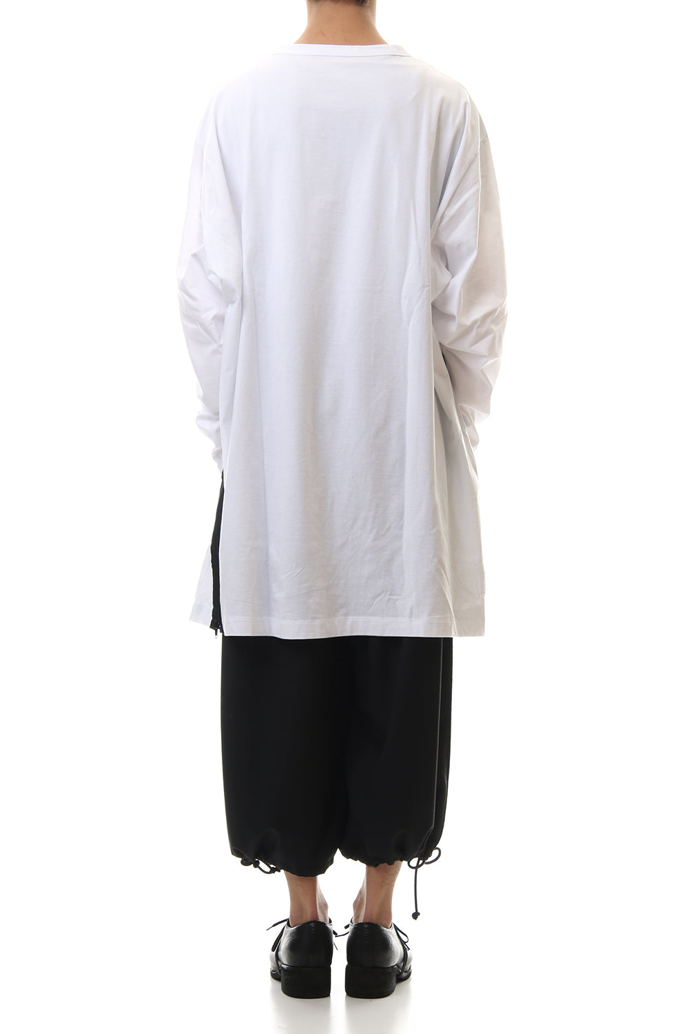 Diagonal zipper L/S cut sew White