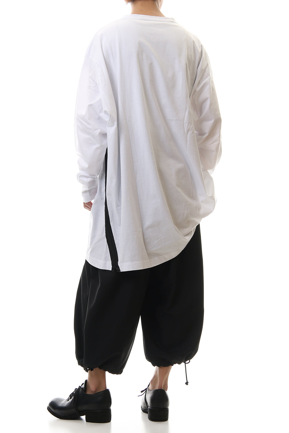 Diagonal zipper L/S cut sew White