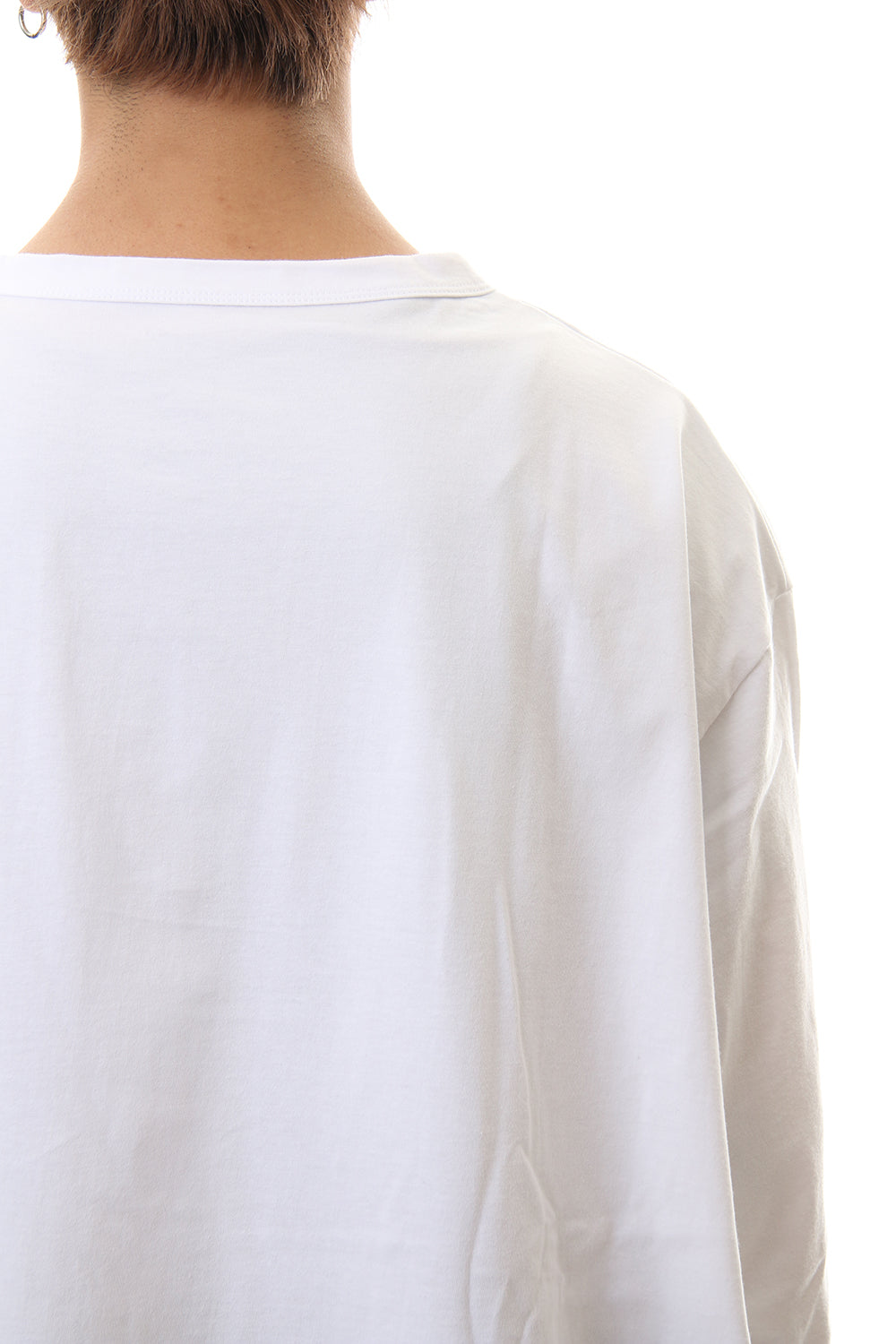 Diagonal zipper L/S cut sew White