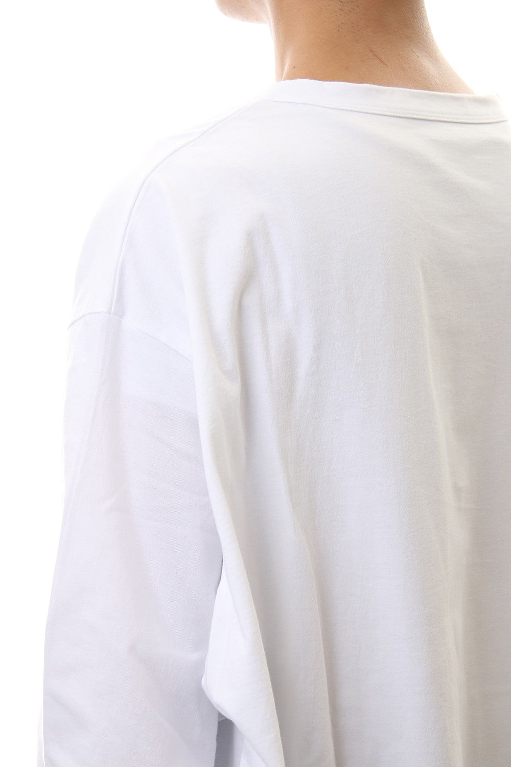 Jersey Shoulders Zipper Long Sleeve T White