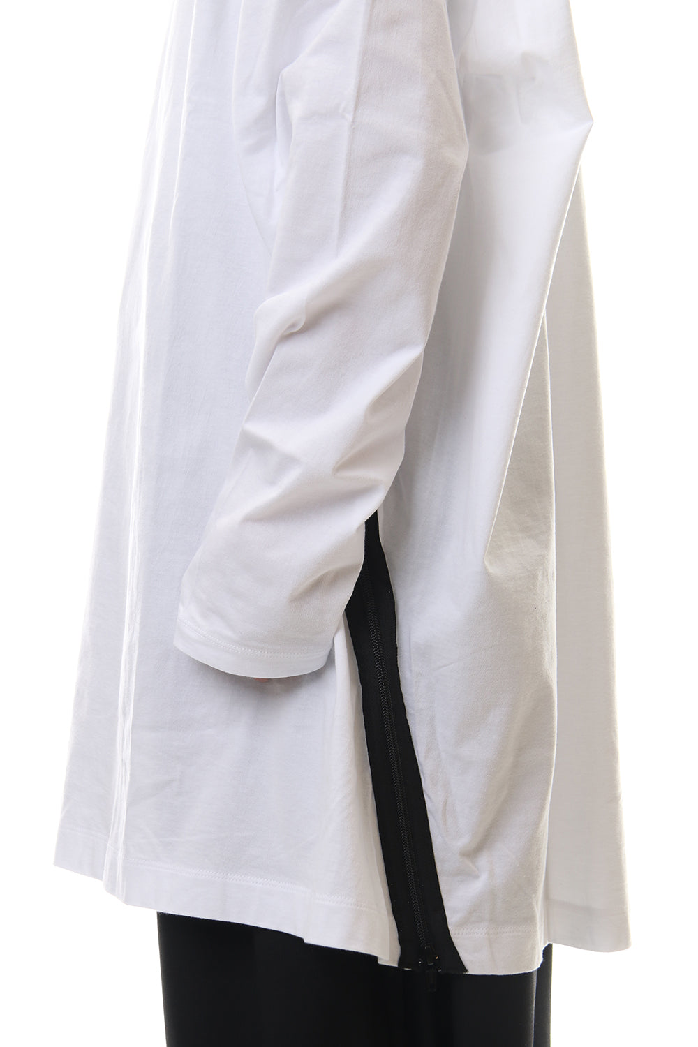 Diagonal zipper L/S cut sew White