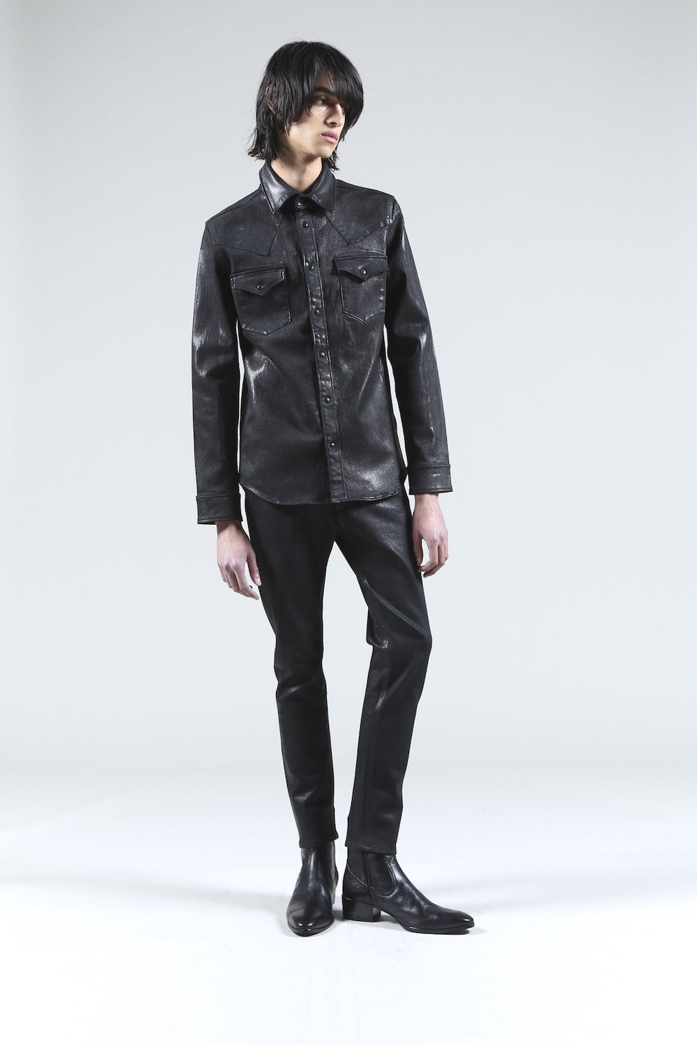 Black Coating Denim Shirt