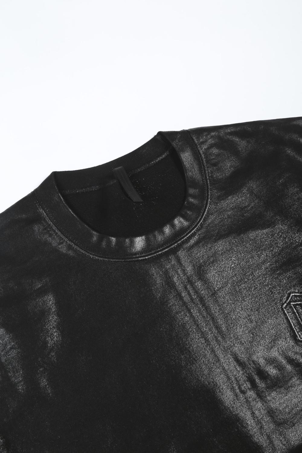 ロゴ刺繍 コーティングスウェット プルオーバー (ブラック)