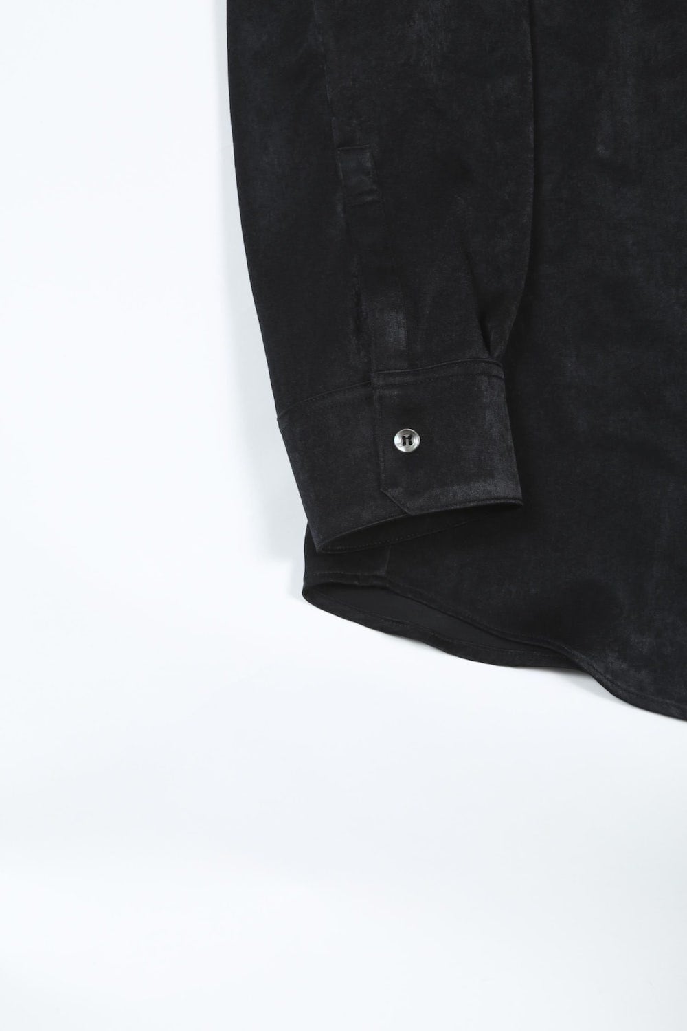 Satin Frill Shirt (Black)