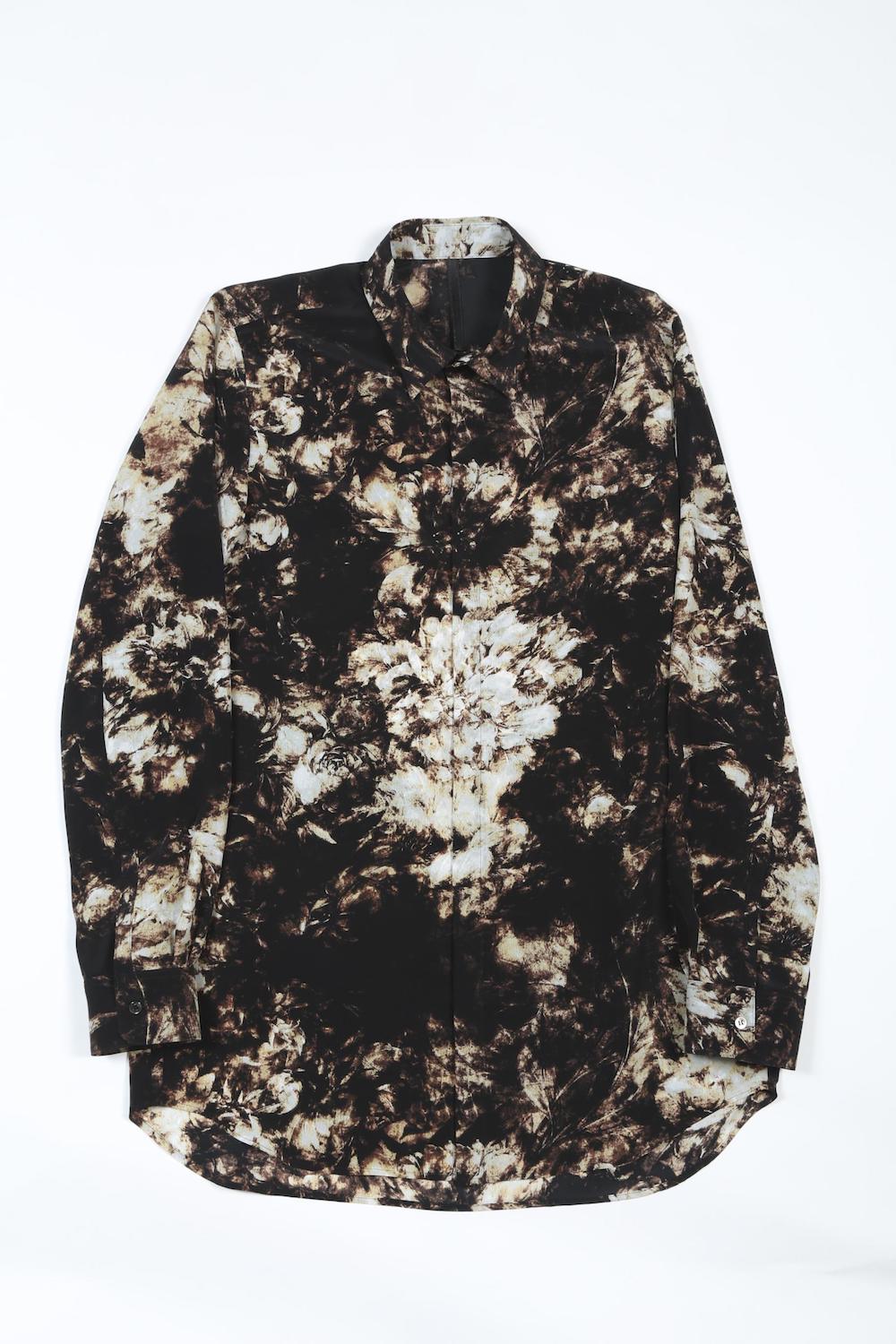 Flower Print Shirt (Black×Cream)
