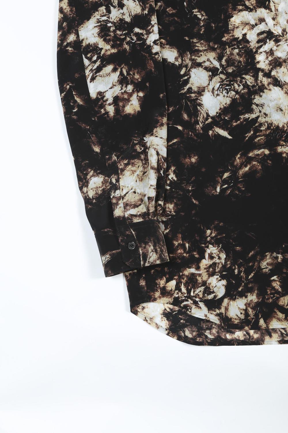Flower Print Shirt (Black×Cream)