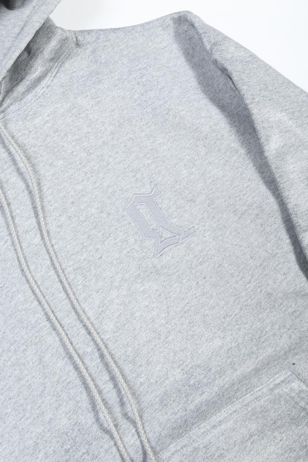 ロゴ刺繍 コーティング フーディー (ヘザーグレイ)