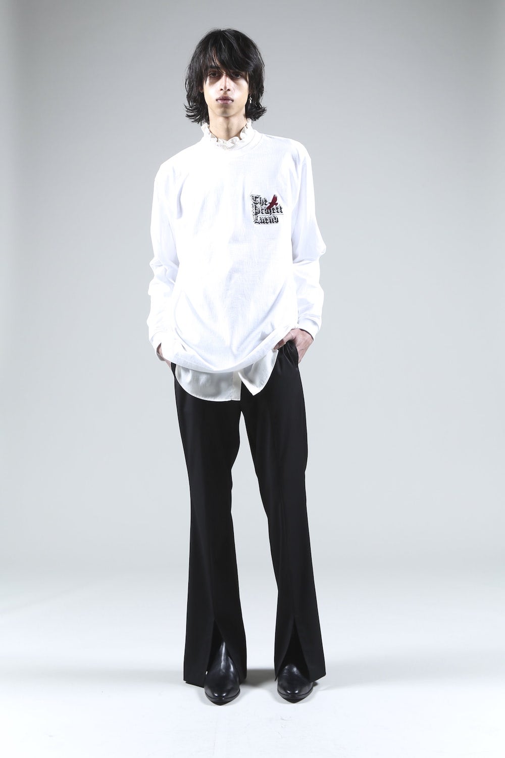 Embroidery Long sleeve t-shirt (White)