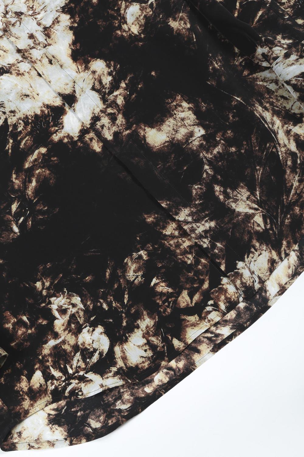 Flower Print Shirt (Black×Cream)