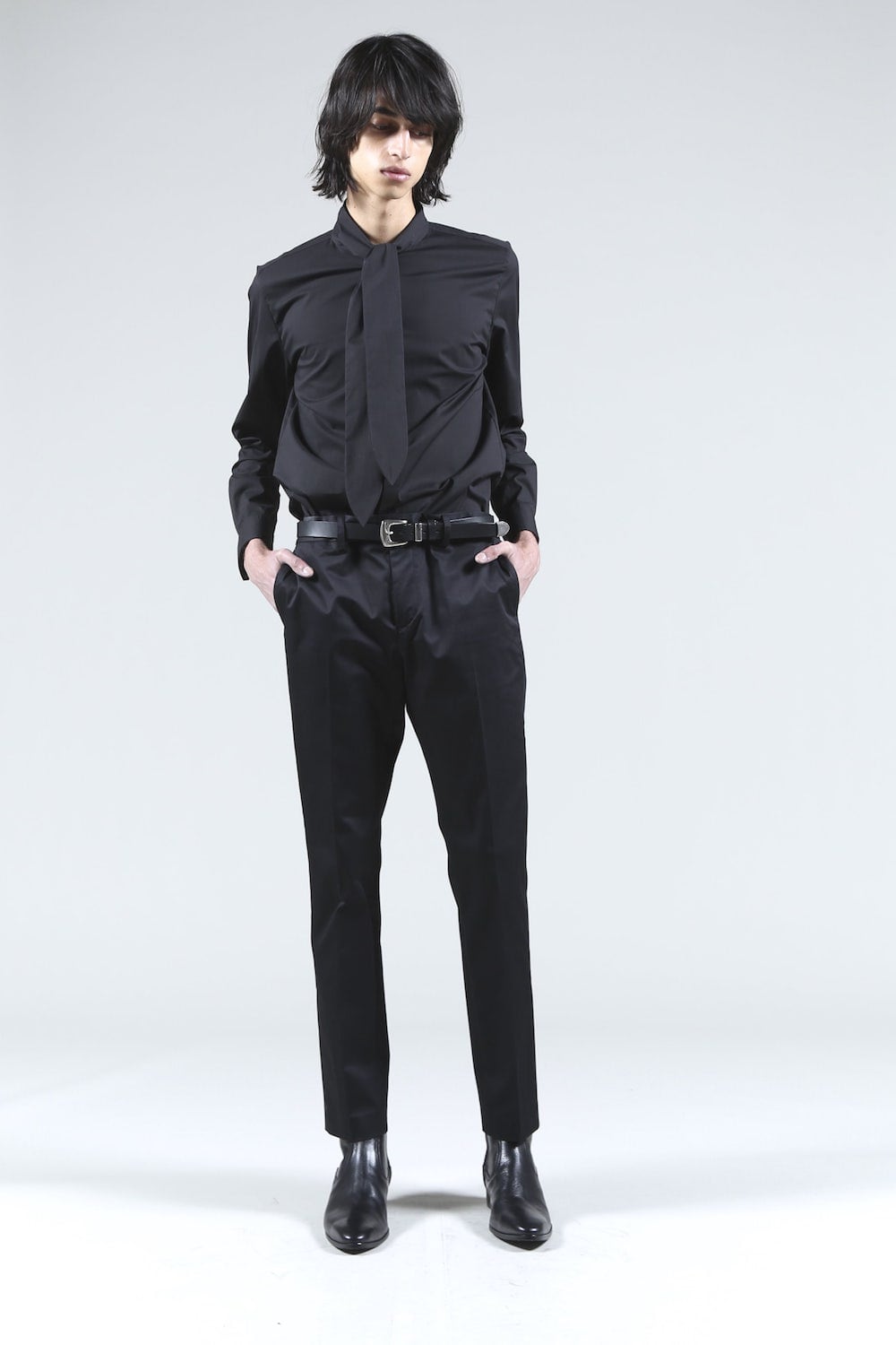 Broadcloth Ribbon Shirt (Black)