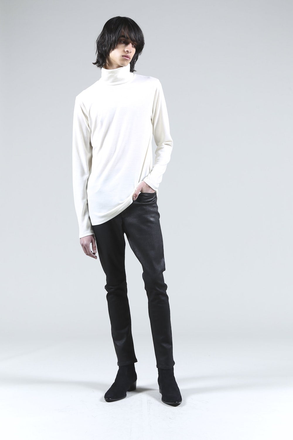 Washable wool Turtleneck pullover (Cream)