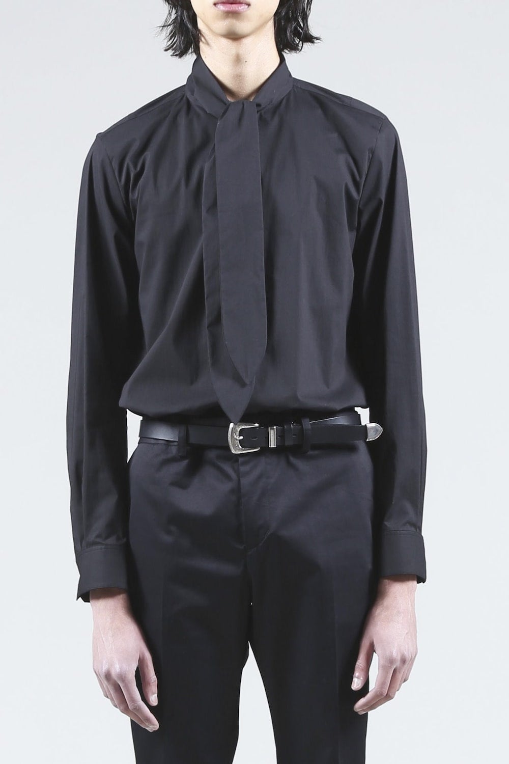 Broadcloth Ribbon Shirt (Black)