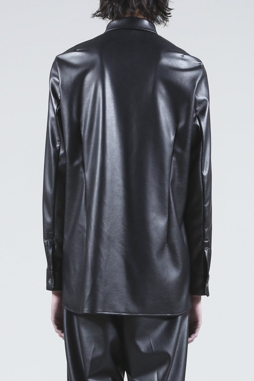 Fake Leather Fly Front Shirt