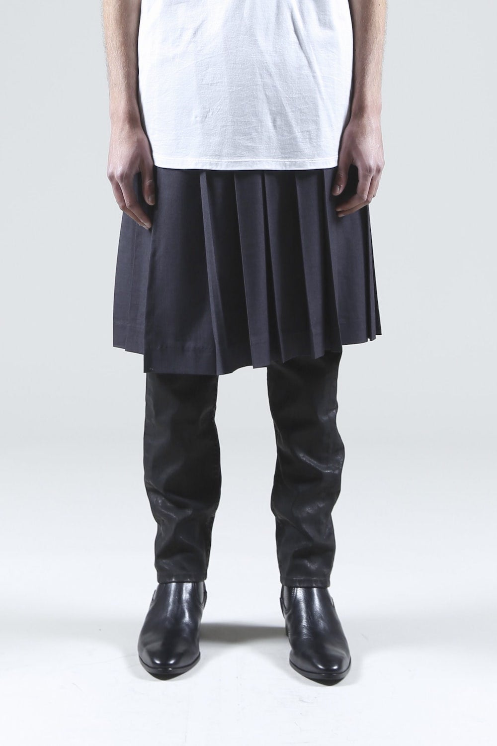 Real Black Coating Denim Pants