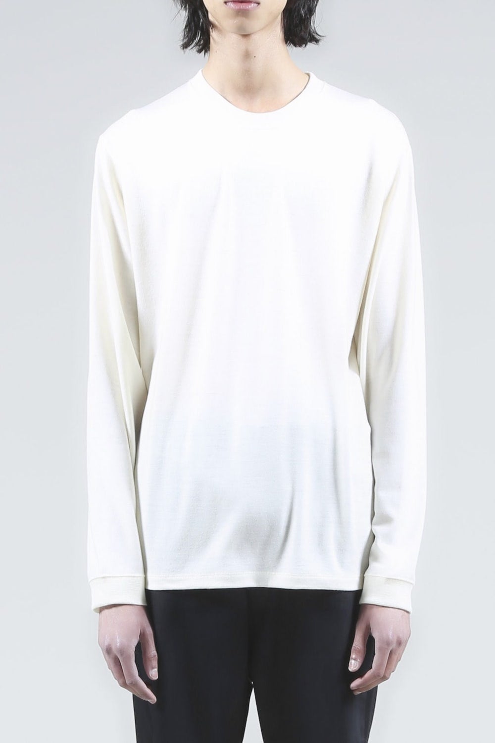 Washable Wool Crewneck Pullover (Cream)