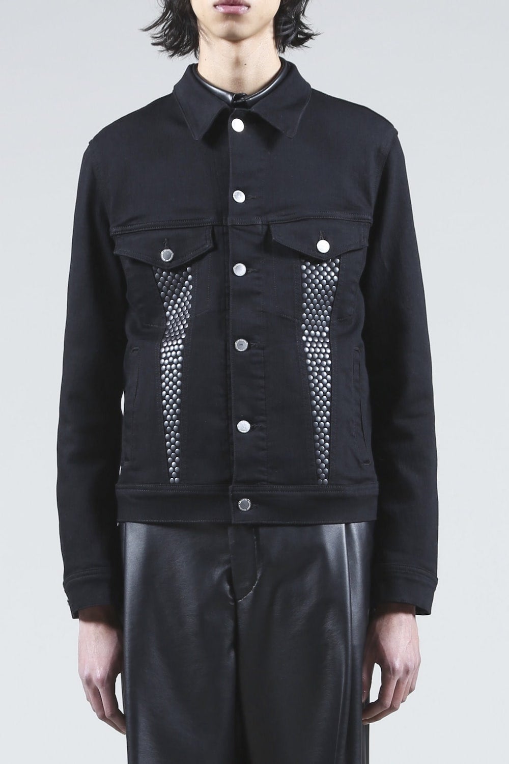 Black Metal Studs Denim Jacket