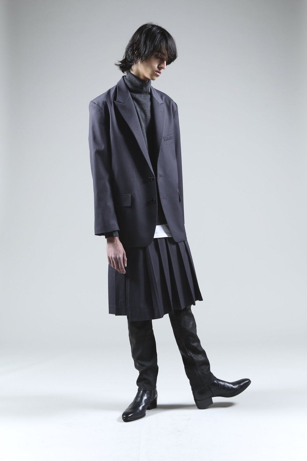 Peaked Lapel Daddy Jcaket (Charcoal)