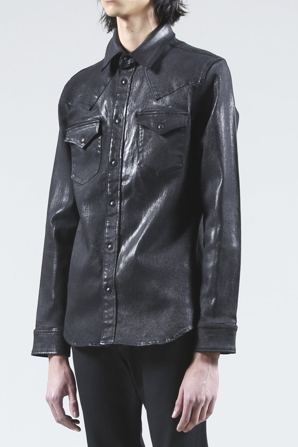 Black Coating Denim Shirt