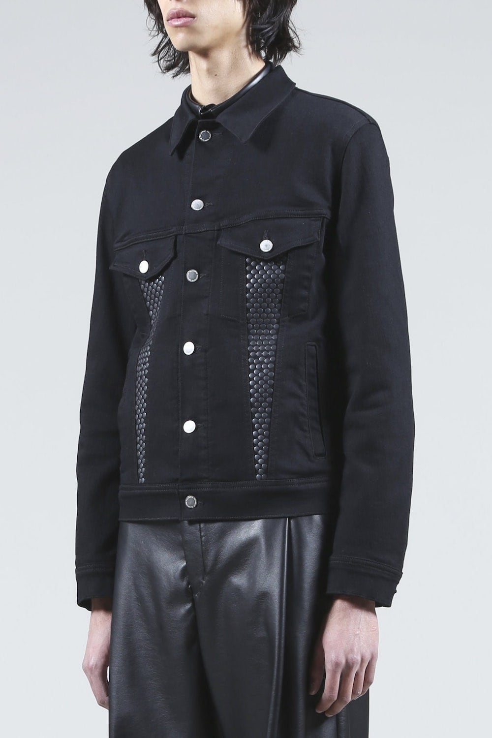 Black Metal Studs Denim Jacket