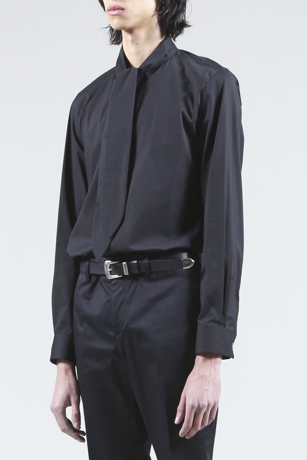 Broadcloth Ribbon Shirt (Black)