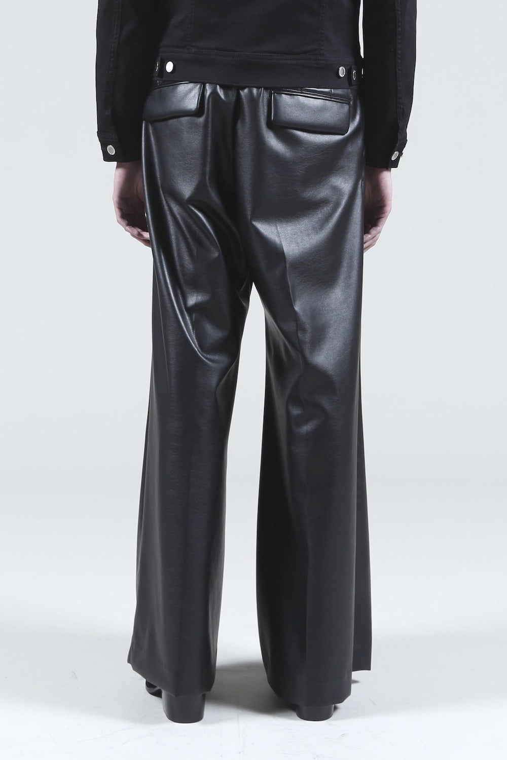 Fake Leather Tuck Wide Pants