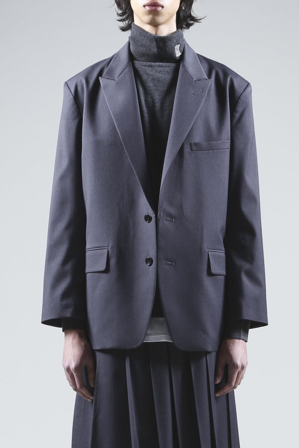 Peaked Lapel Daddy Jcaket (Charcoal)