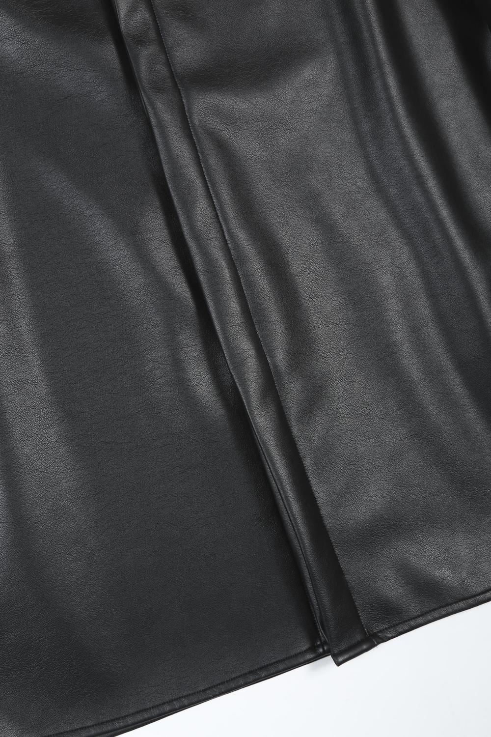 Fake Leather Fly Front Shirt