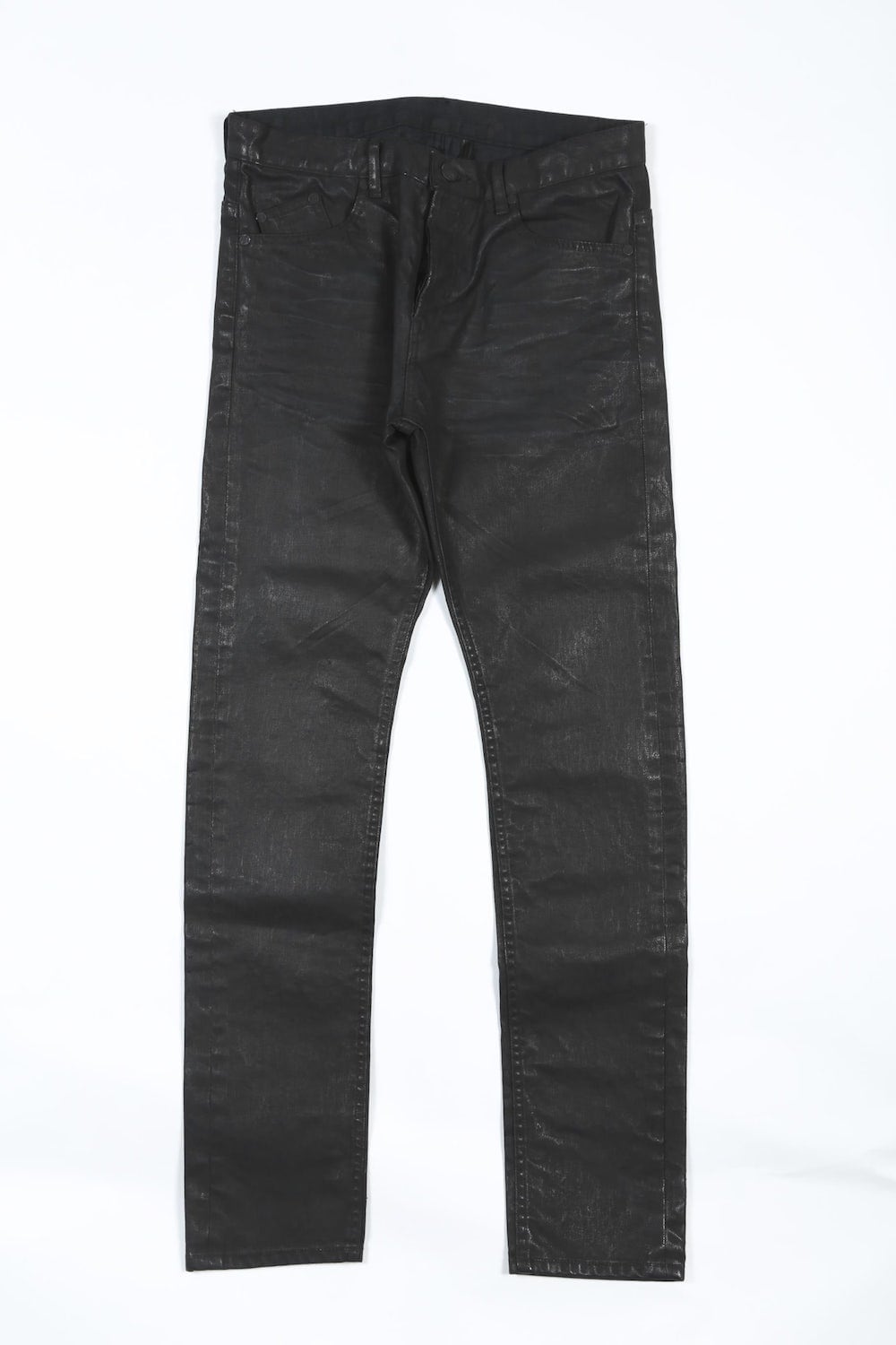 Real Black Coating Denim Pants