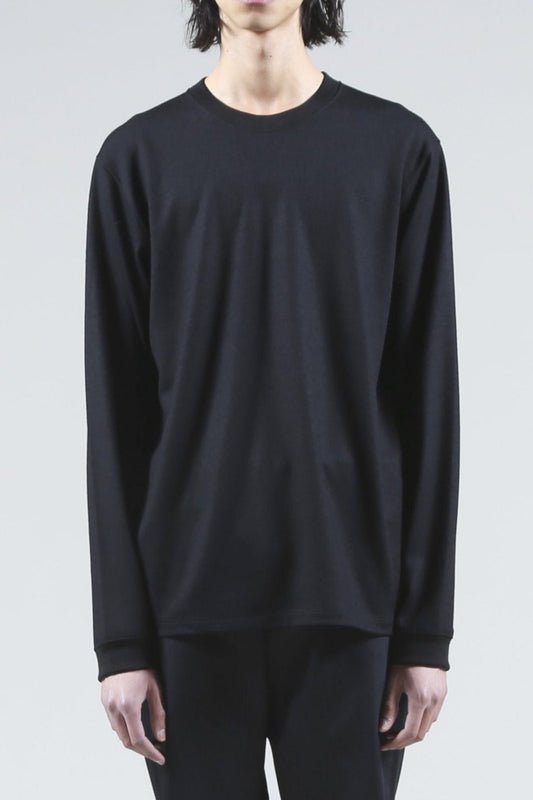 Washable Wool Crewneck Pullover (Black)