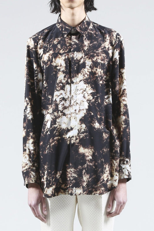 Flower Print Shirt (Black×Cream)