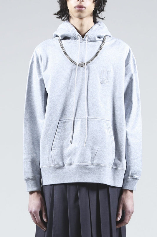 ロゴ刺繍 コーティング フーディー (ヘザーグレイ)