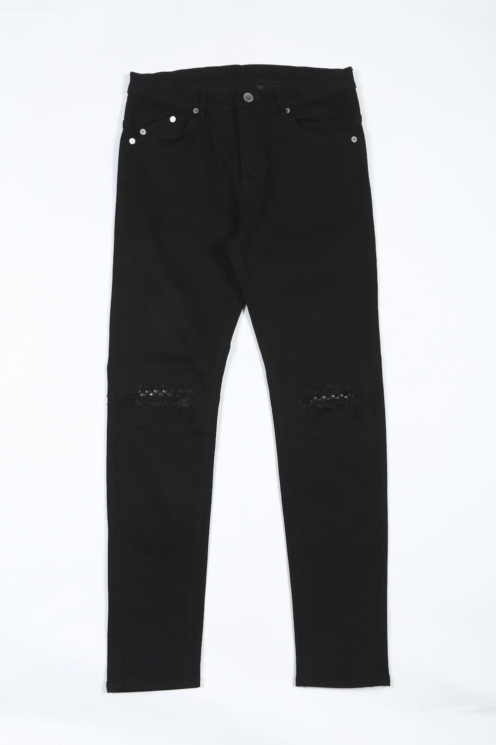 Black Metal Studs Denim Pants