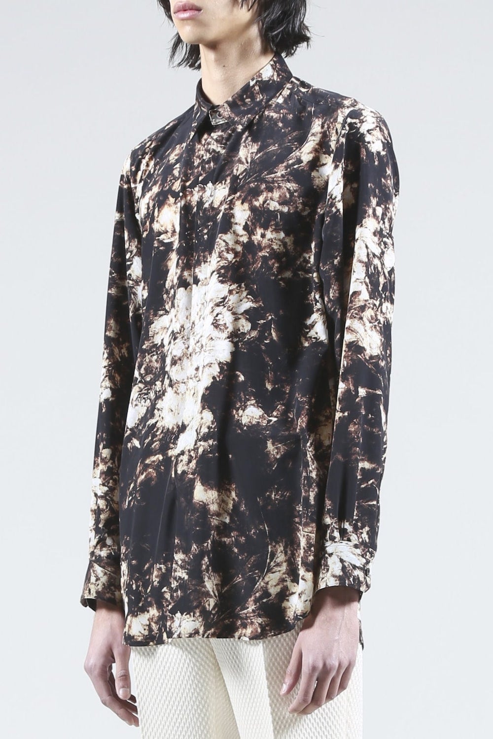 Flower Print Shirt (Black×Cream)