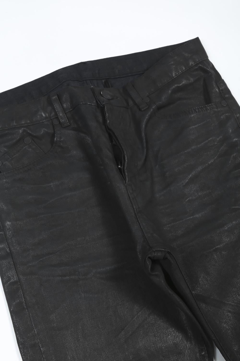Real Black Coating Denim Pants