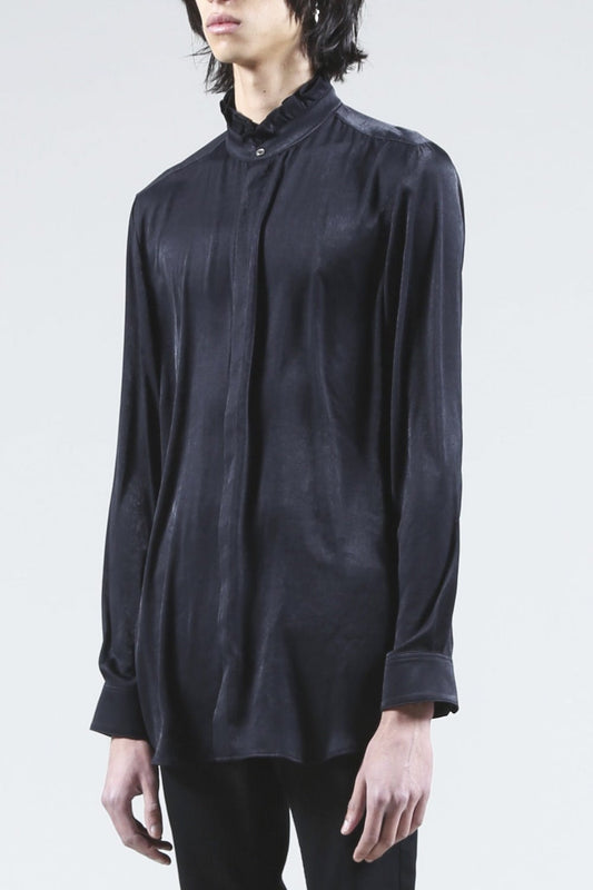 Satin Frill Shirt (Black)