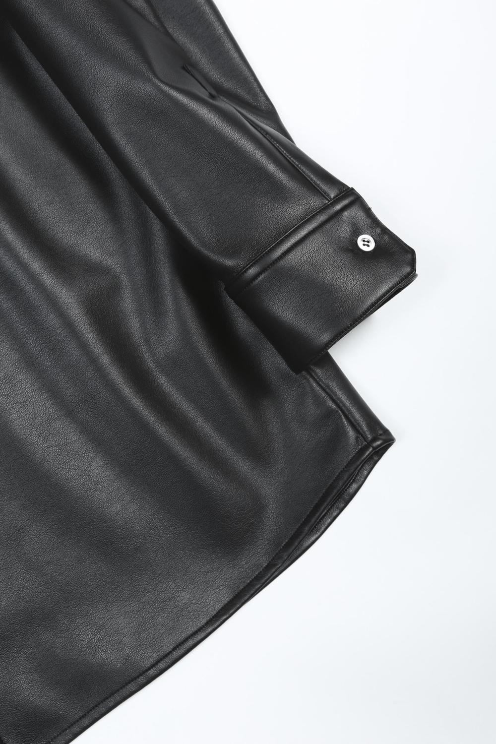 Fake Leather Fly Front Shirt