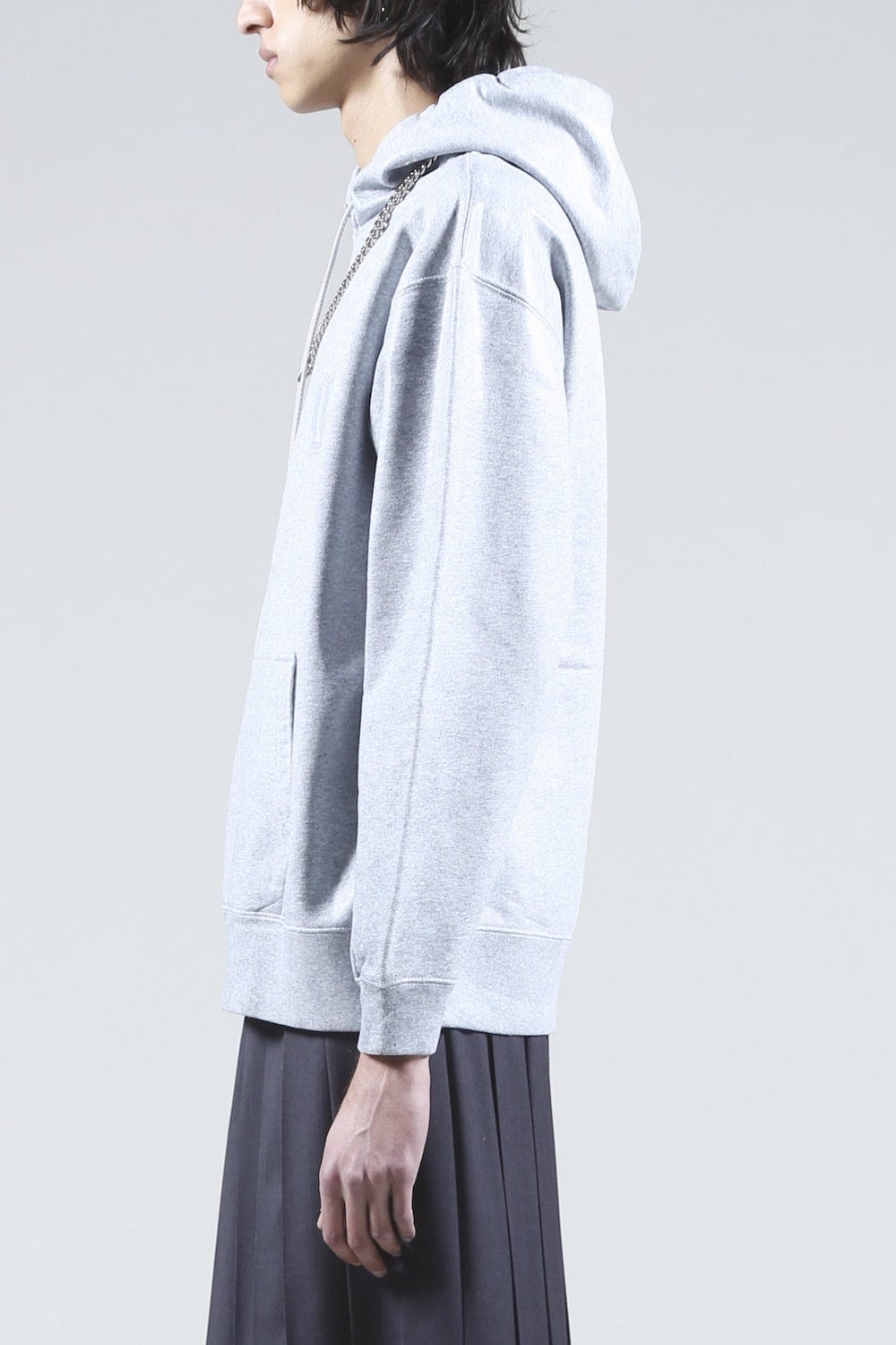 ロゴ刺繍 コーティング フーディー (ヘザーグレイ)