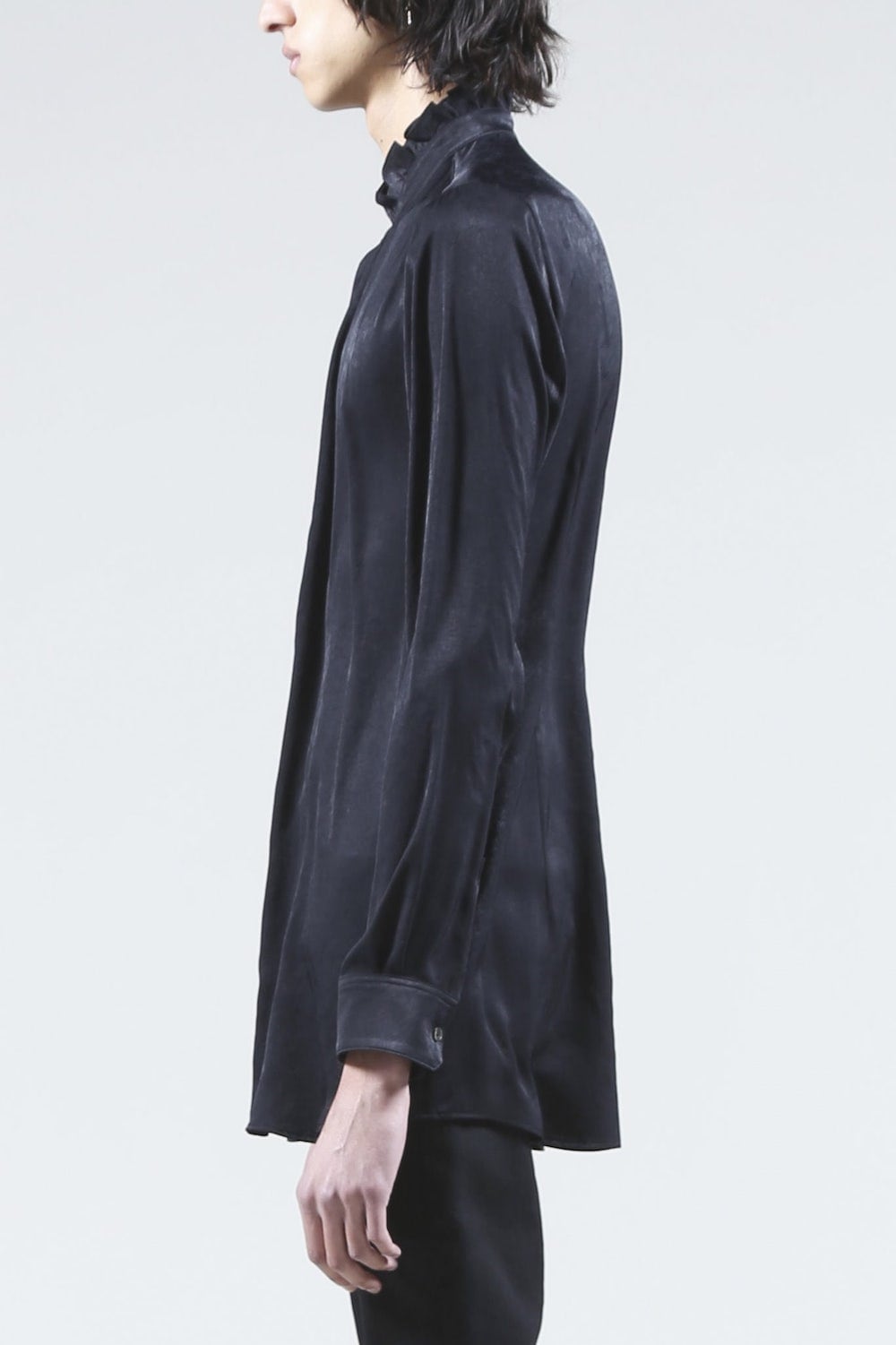 Satin Frill Shirt (Black)
