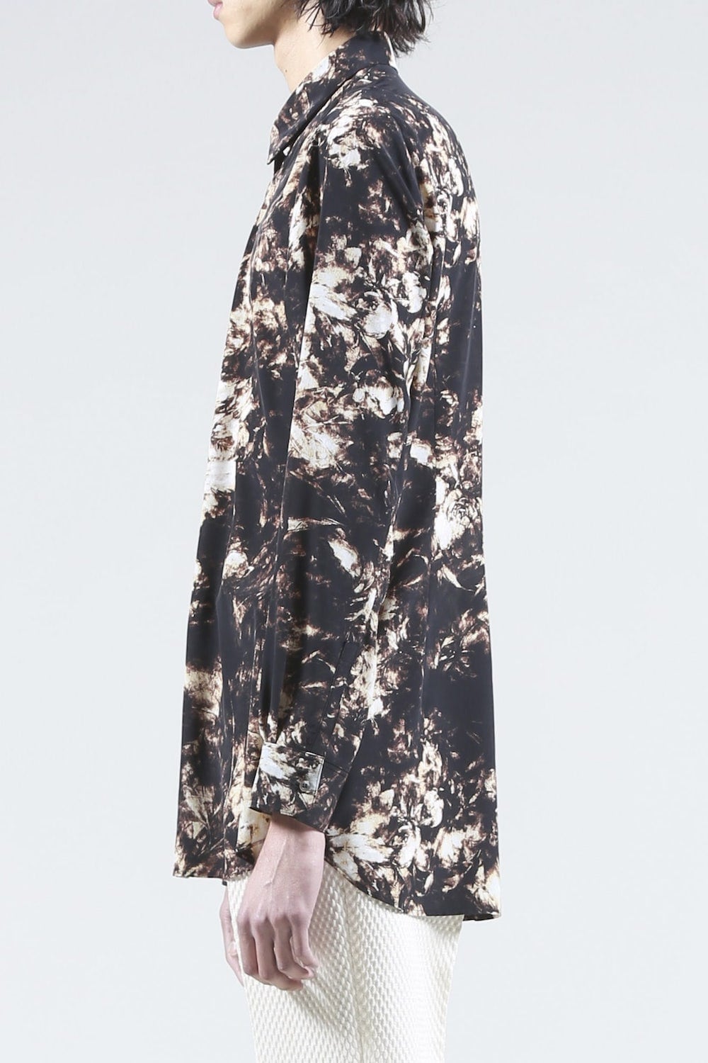 Flower Print Shirt (Black×Cream)