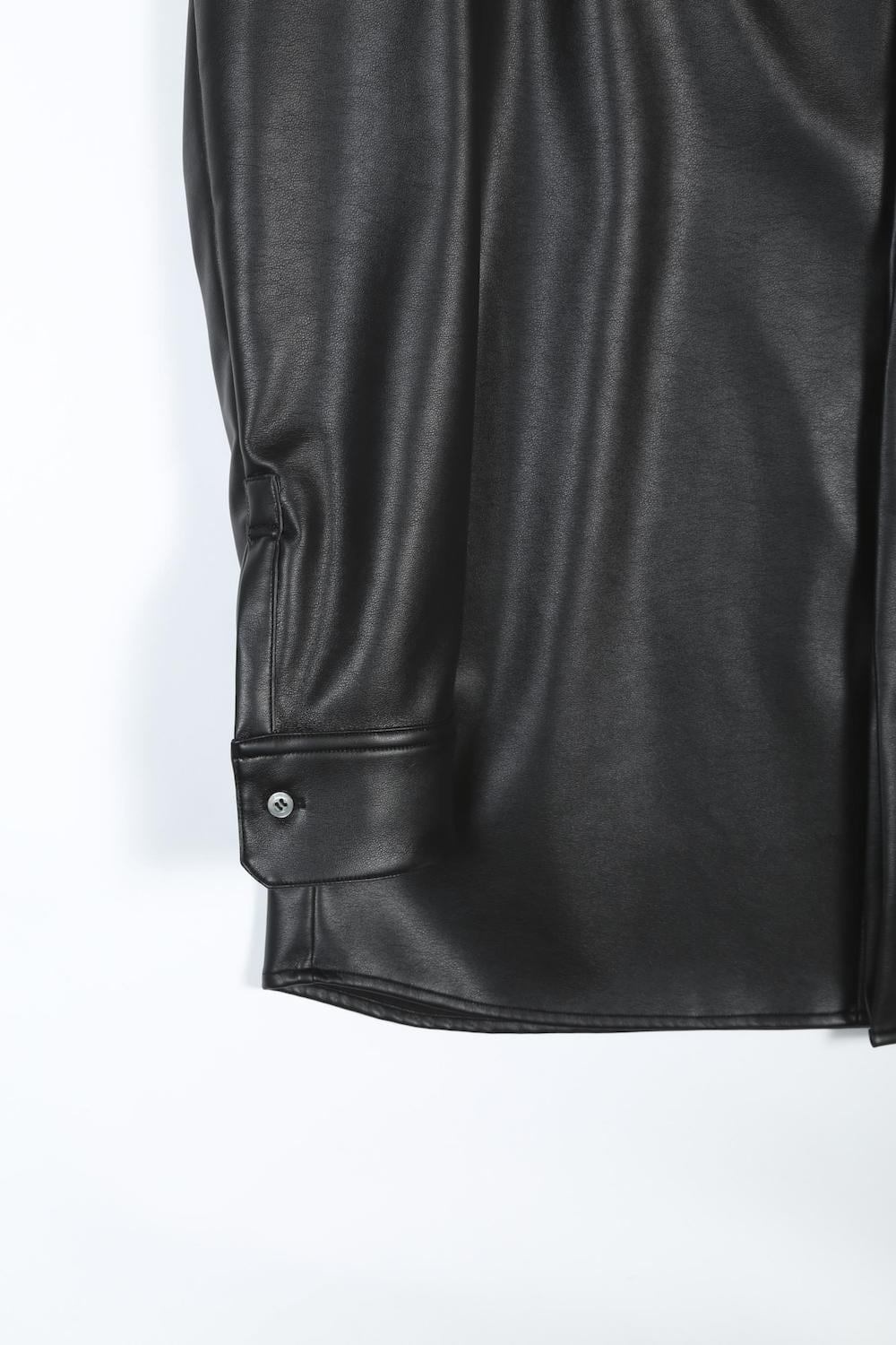 Fake Leather Fly Front Shirt