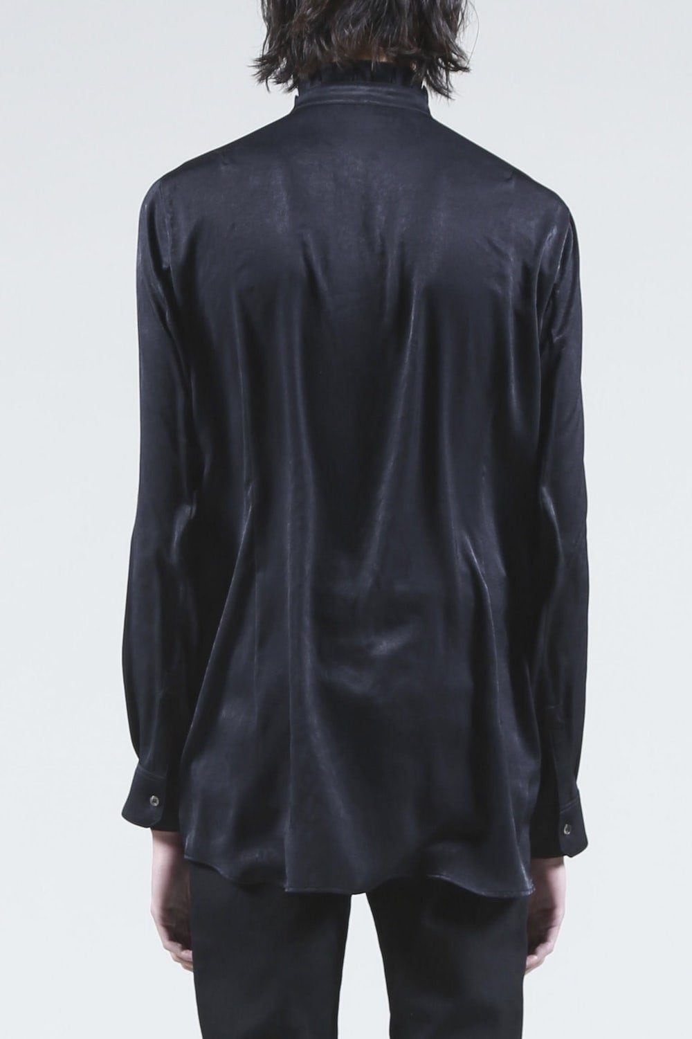 Satin Frill Shirt (Black)